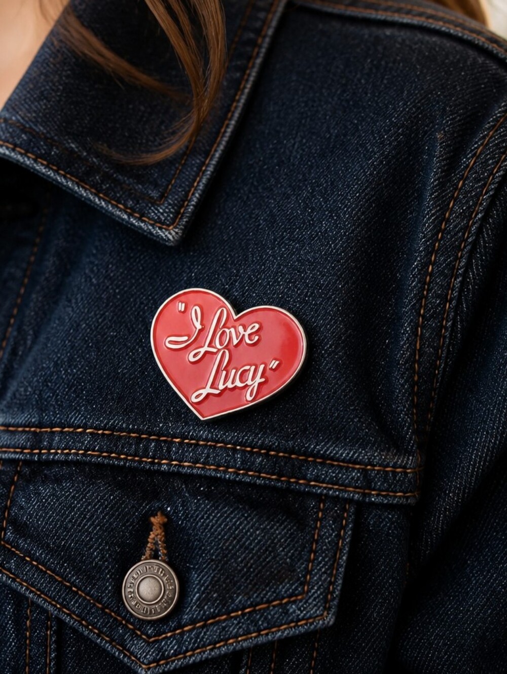 I Love Lucy Heart Pin Iconic TV Show Lucille Ball Desi Arnaz Classic 50s Fandom